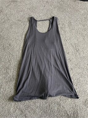 Athleta Charcoal Striped Racerback Open Back Tank